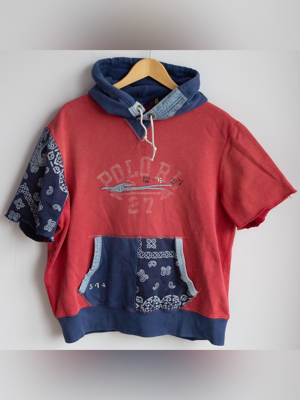 Polo Ralph Lauren Bandana Patchwork Short Sleeve Hoodie L